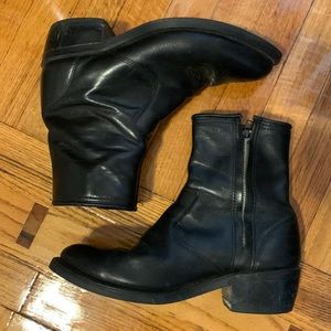 Vintage leather zipper boots